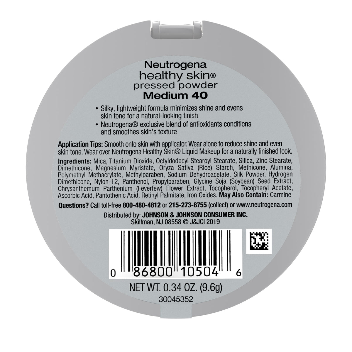 Neutrogena Healthy Skin Pressed Powder, Medium 40,.34 oz