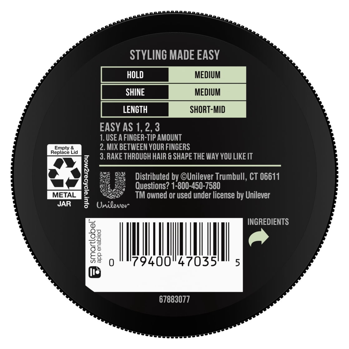 AXE Natural Look Texturizing Hair Pomade Styling Cream for Men Medium Hold, 2.64 oz