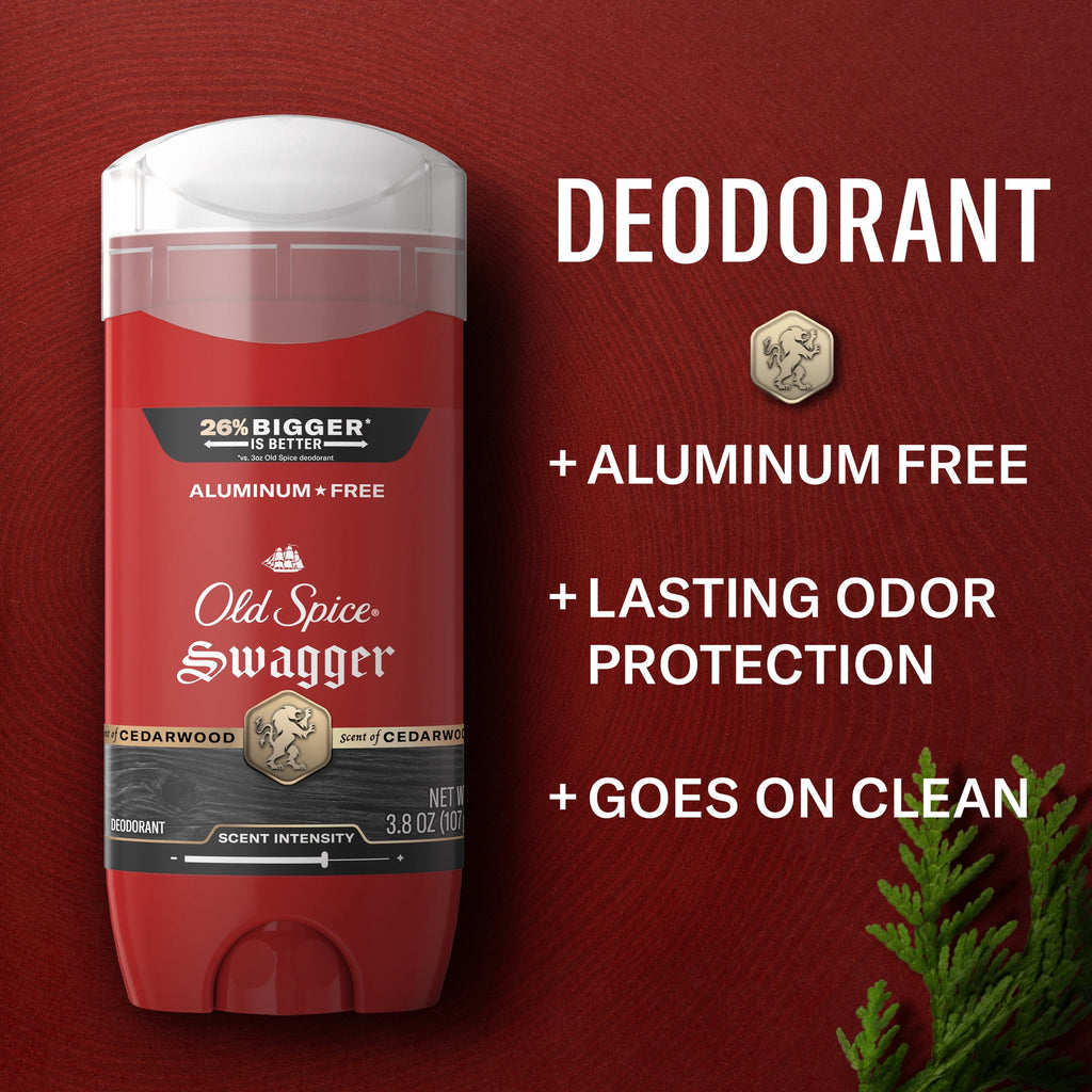Old Spice Deodorant for Men, Aluminum Free, Swagger, 24/7 Odor Protection, 3.8 oz