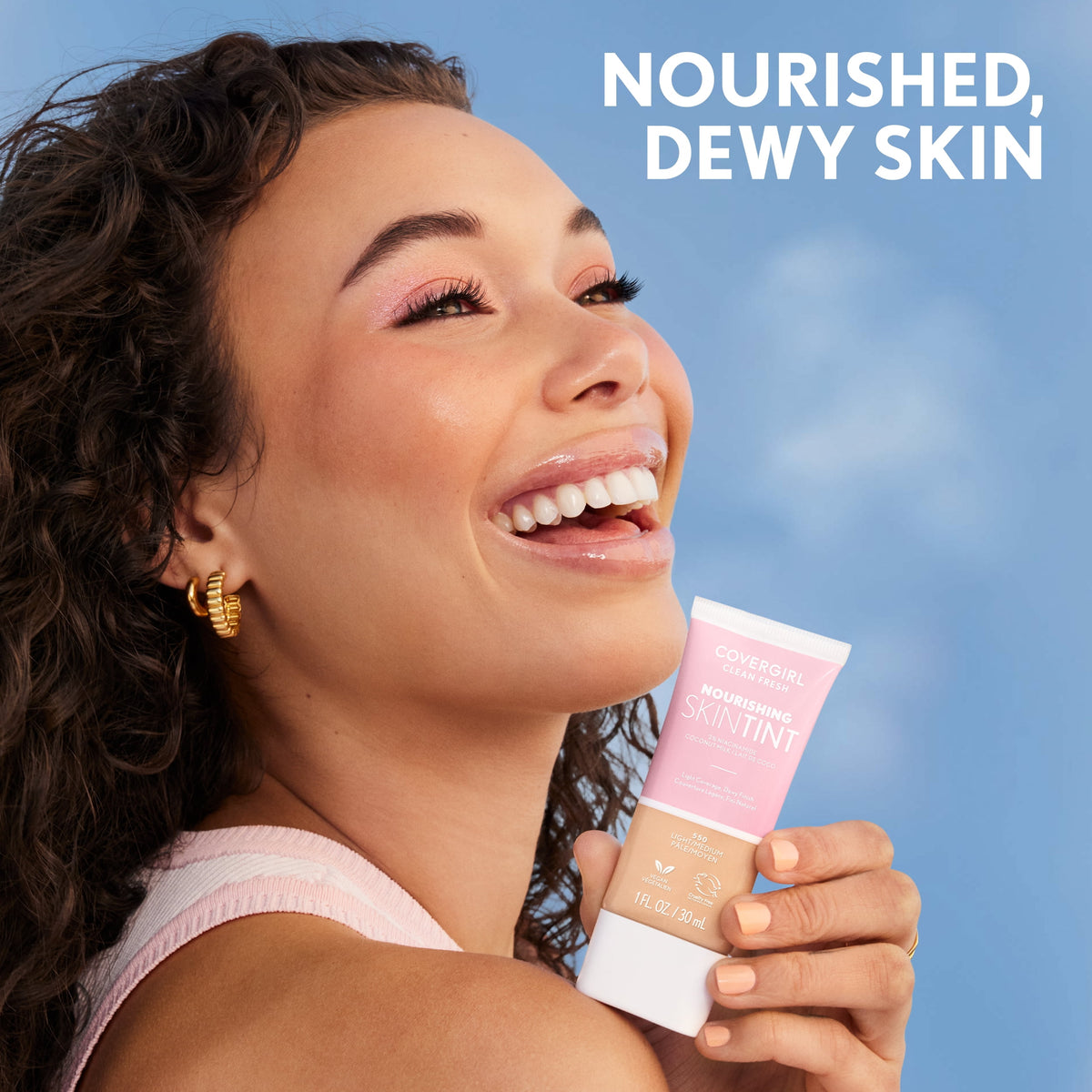 COVERGIRL Clean Fresh Nourishing Skin Tint, Dewy Finish, Tan/ Rich, 1 fl oz (Packaging May Vary)
