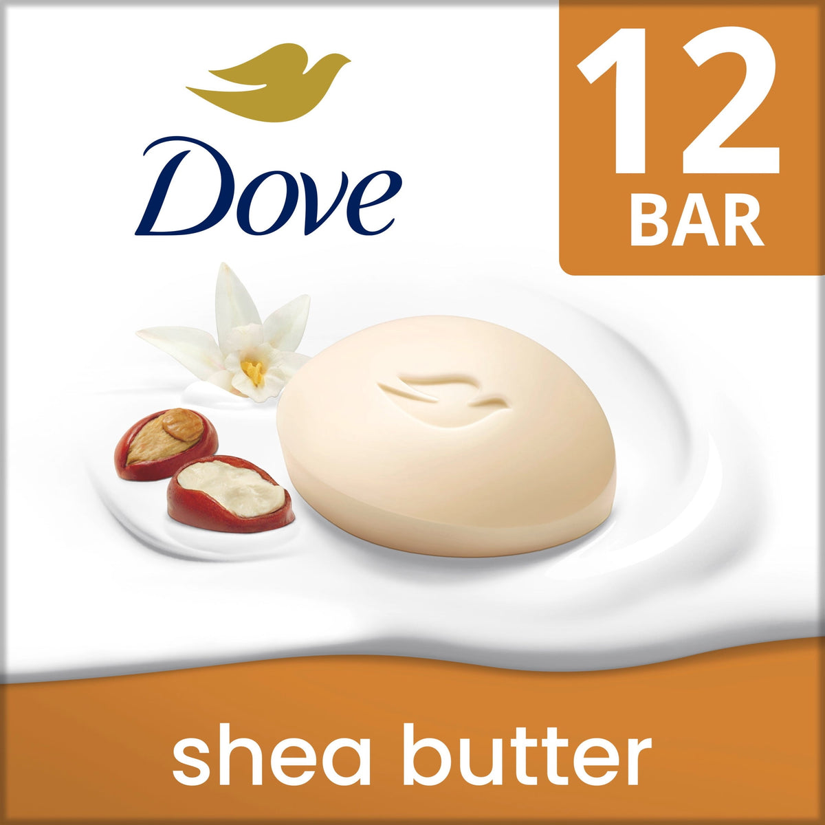 Dove Beauty Bar Soap For Nourished, Radiant Skin, Shea Butter, Enriches Skin, 3.75 oz 12 Bars