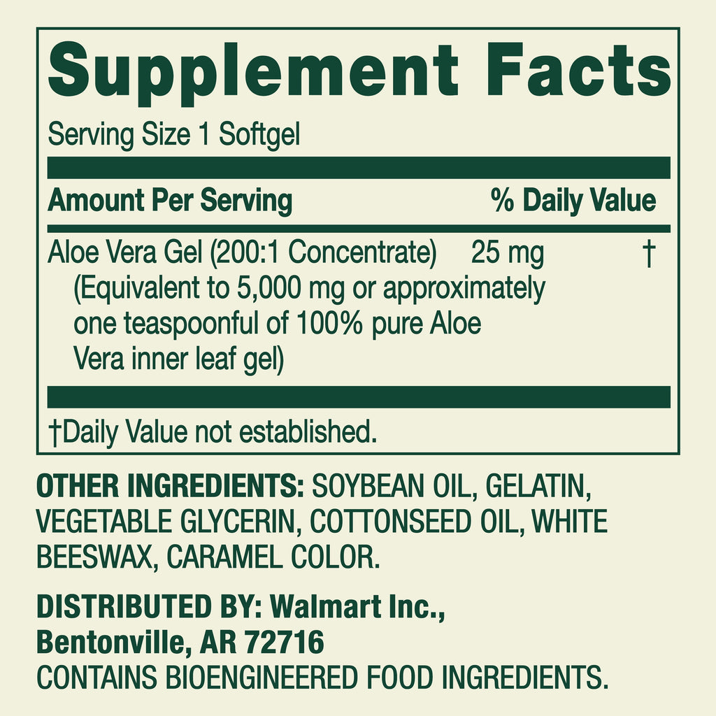 Spring Valley Aloe Vera Gel Dietary Supplement for Digestive Health, 50 Softgels