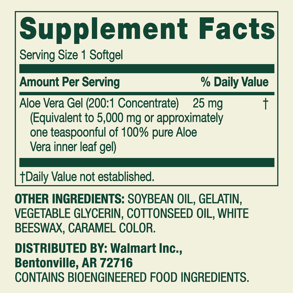 Spring Valley Aloe Vera Gel Dietary Supplement for Digestive Health, 50 Softgels
