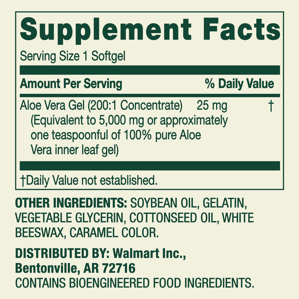 Spring Valley Aloe Vera Gel Dietary Supplement for Digestive Health, 50 Softgels