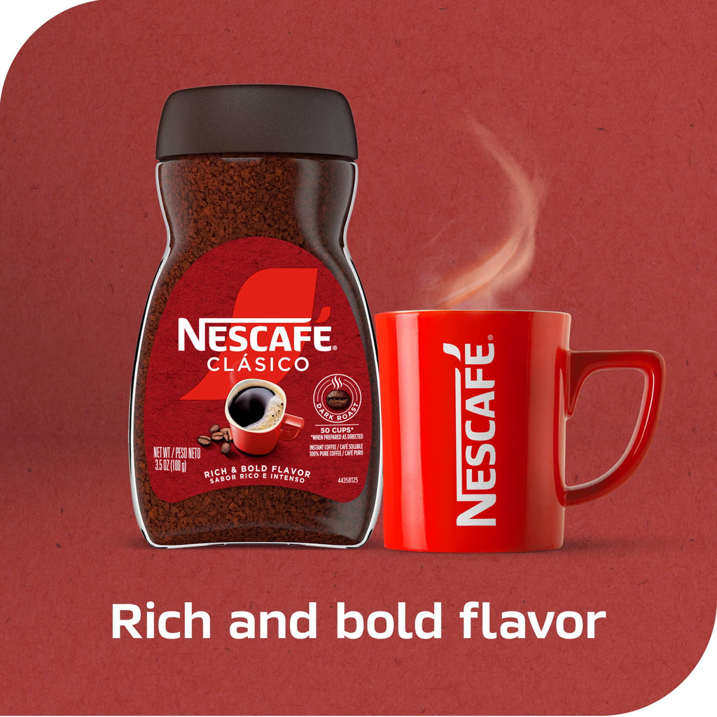 NESCAFÉ CLÁSICO Dark Roast Coffee, Instant Coffee, 7 oz, 1 Jar