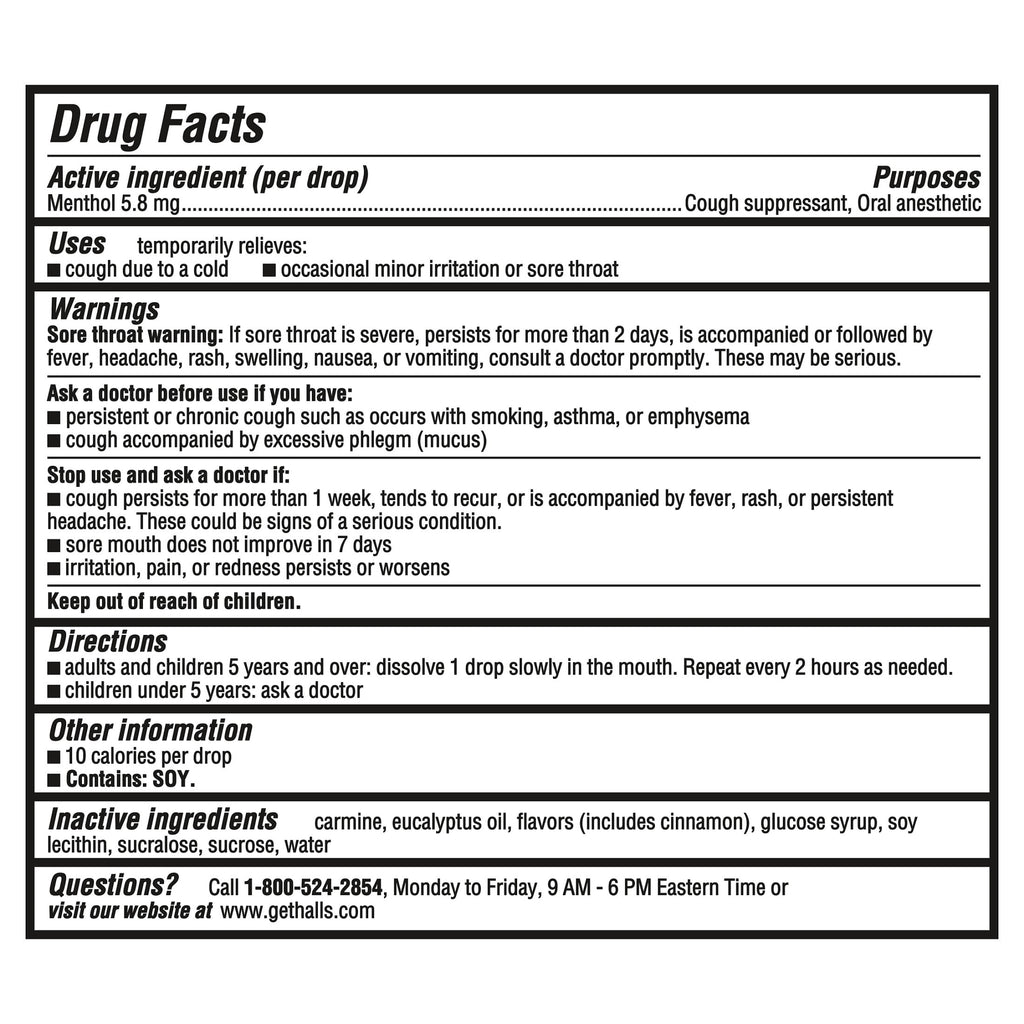 HALLS Cough & Throat Relief Cherry Cough Drops, No Synthetic Dyes, Value Pack, 80 Drops