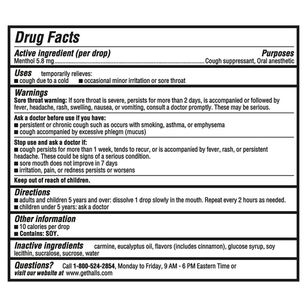 HALLS Cough & Throat Relief Cherry Cough Drops, No Synthetic Dyes, Value Pack, 80 Drops