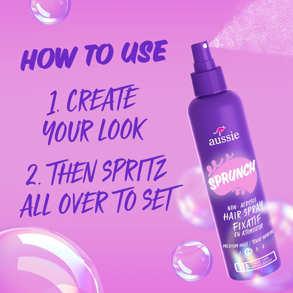 Aussie Sprunch Non-Aerosol Hair Spray for Curly Hair and Wavy Hair, 8.5 fl oz