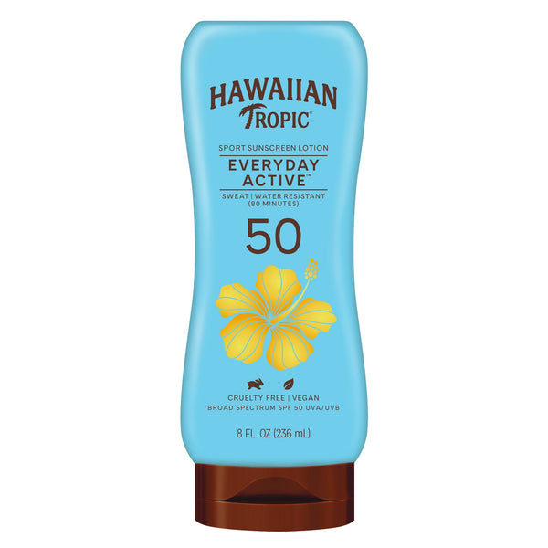 Hawaiian Tropic Everyday Active Sunscreen Lotion, 50 SPF, 8 fl oz, Water Resistant Adult Sunblock