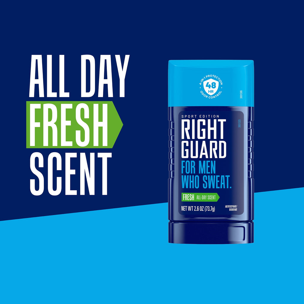 Right Guard Sport Invisible Solid Antiperspirant & Deodorant for Men, Fresh Scent, 2.6 oz. (2 Pack)