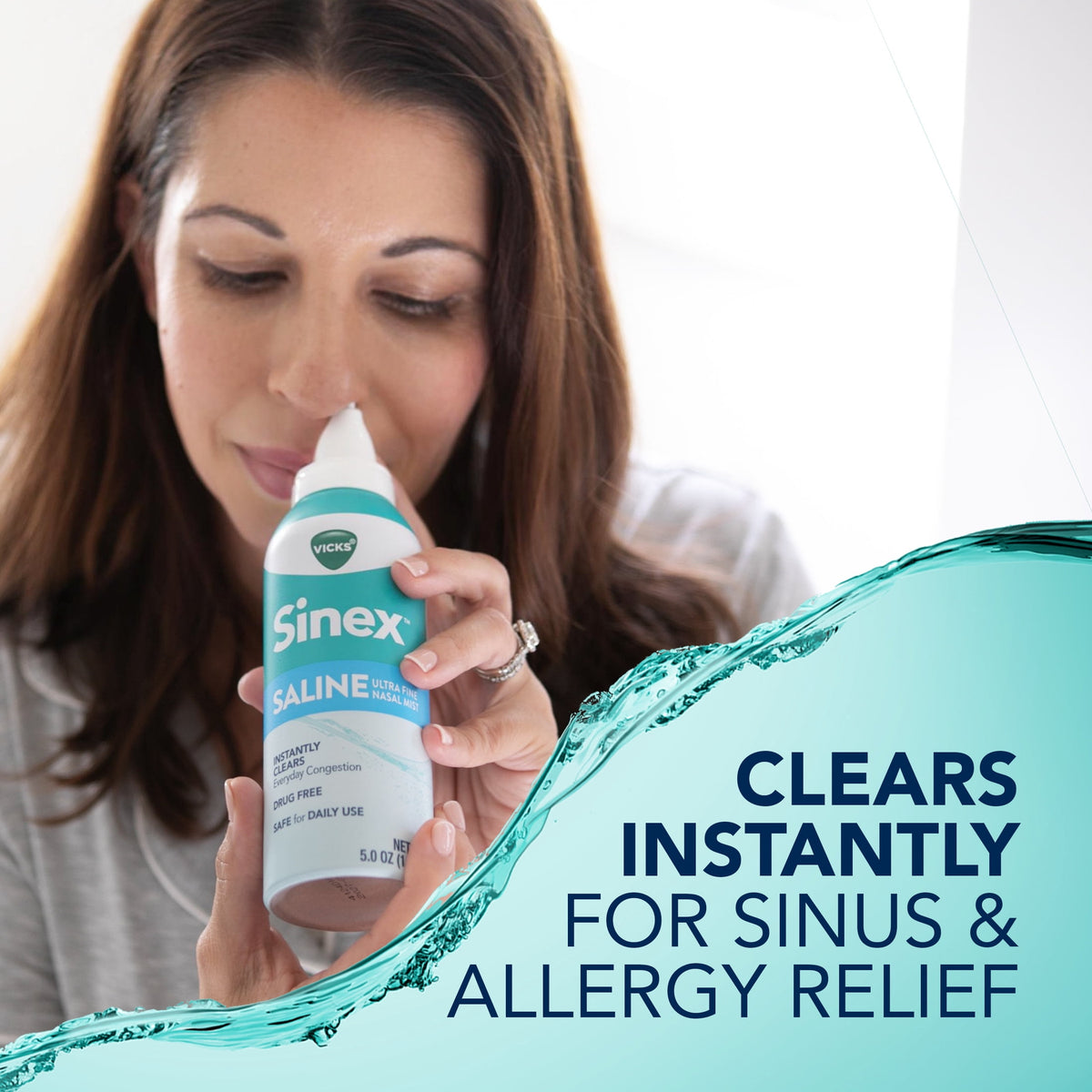 Vicks Sinex Saline Nasal Spray, Nasal Decongestant for Sinus Relief, 5 oz