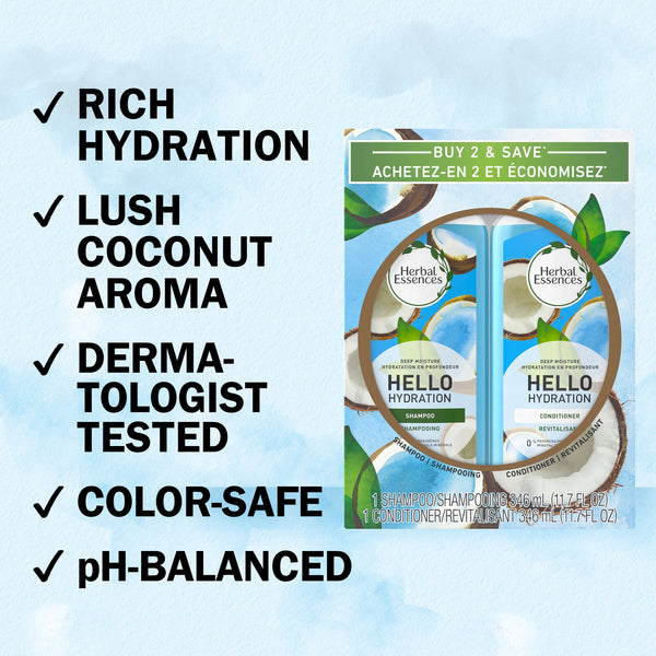 Herbal Essences Hello Hydration Shampoo & Conditioner Set, for All Hair Types, 23.4 fl oz