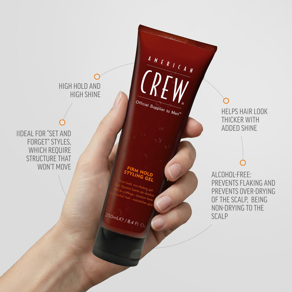 American Crew Men's Hair Styling Gel, Firm Hold, Non-Flaking, 8.4 fl oz