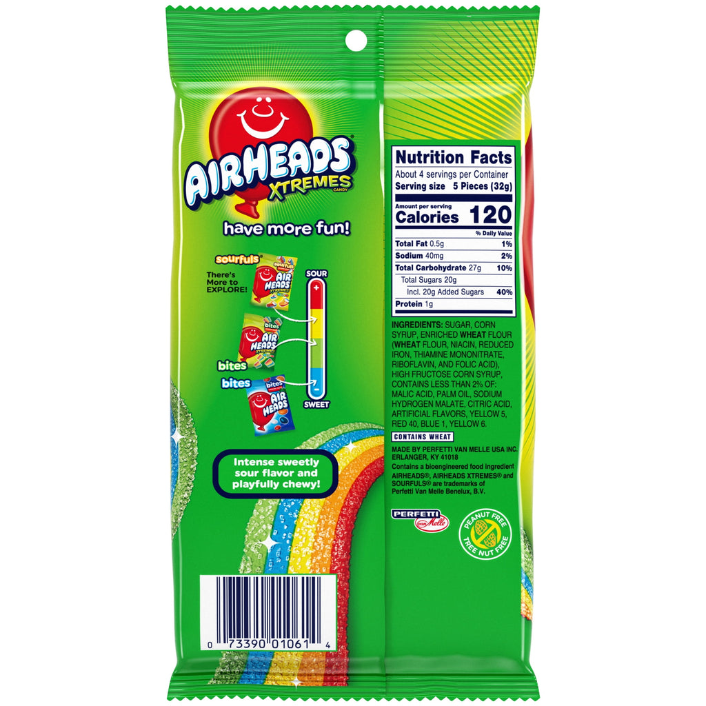 Airheads Xtremes Belts Candy, Rainbow Berry, 4.5 oz