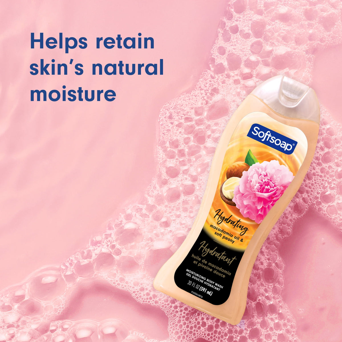 Softsoap Luminous Oils Moisturizing Body Wash, Macadamia Oil and Soft Peony Scent, 20 fl oz
