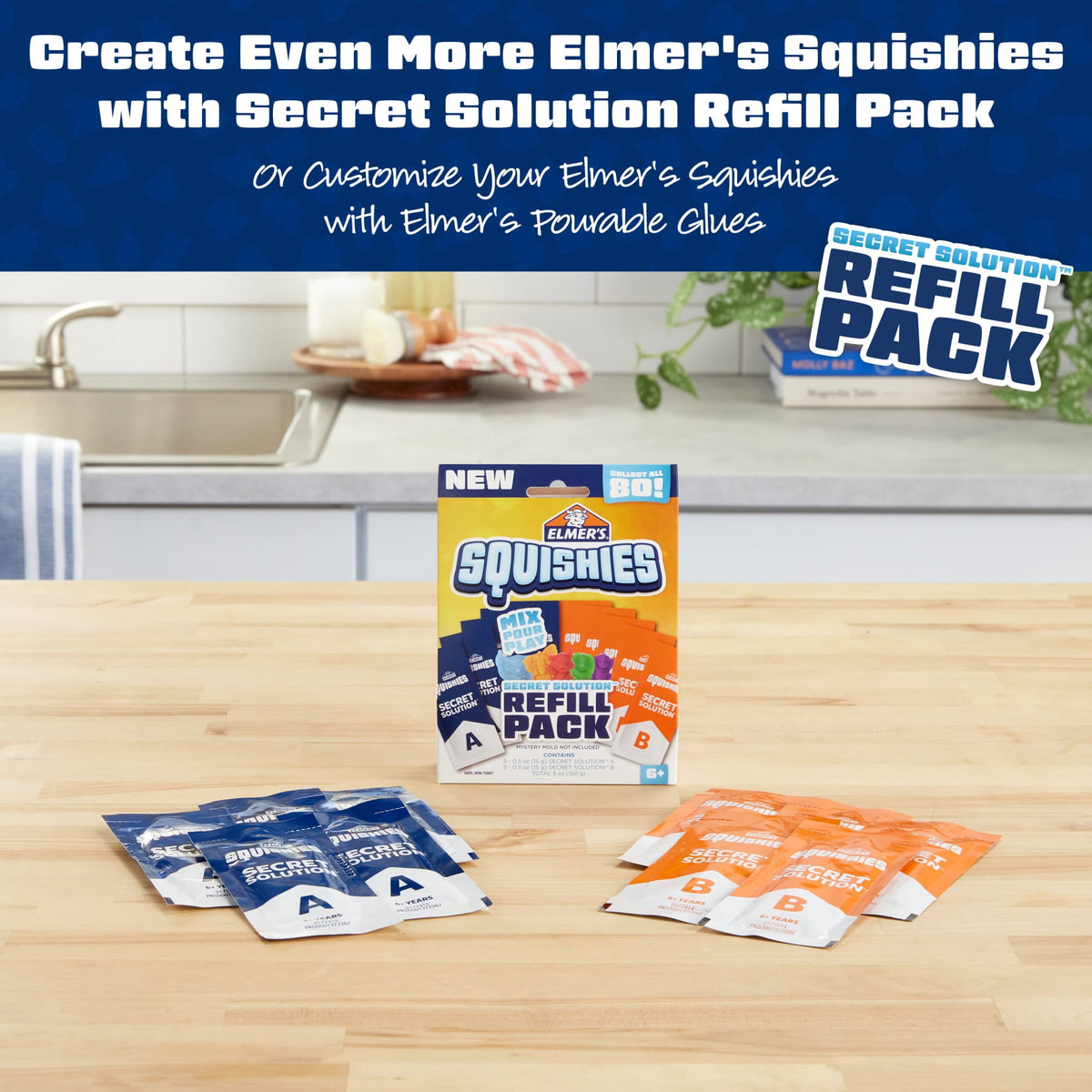 Elmer’s Squishies DIY Squishy Toy Kit, 4 Count Mystery Characters