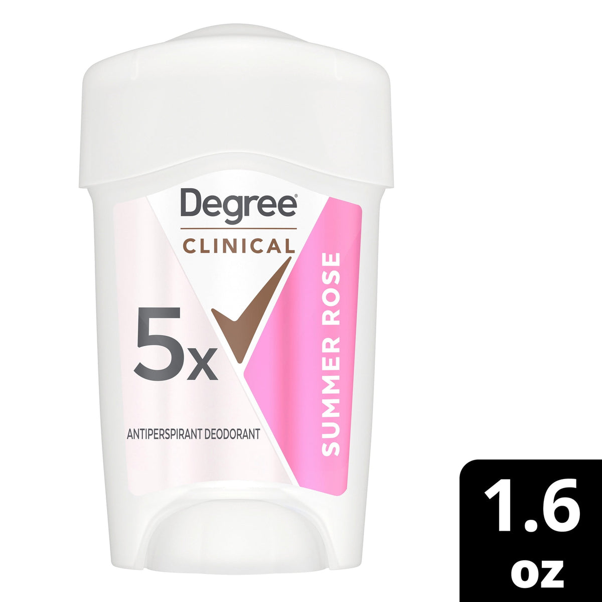 Degree Clinical Strength Antiperspirant Deodorant 96-Hour Sweat and Odor Protection Summer Rose Soft Solid 5x Types of Sweat, 1.6 oz