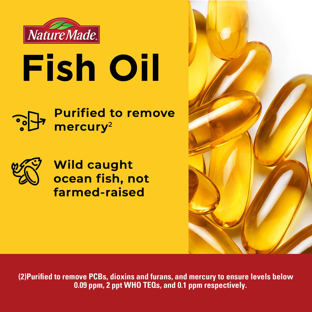 Nature Made Burp Less Ultra Omega 3 Fish Oil 1400 mg Softgels, Fish Oil Supplements, 100 Count