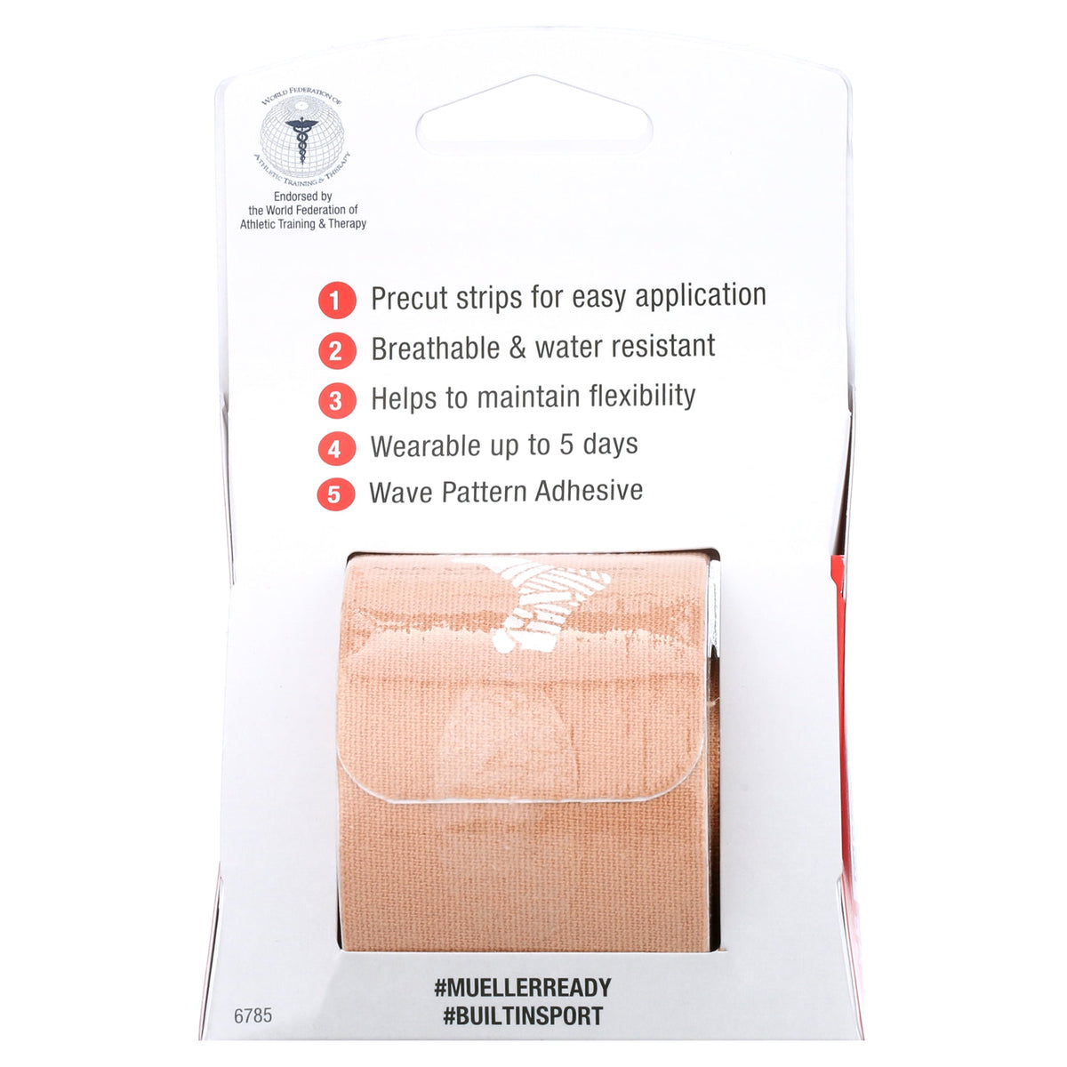 Mueller Typhoon Kinesiology Therapeutic Tape, Beige, 20 Precut I-Strips,