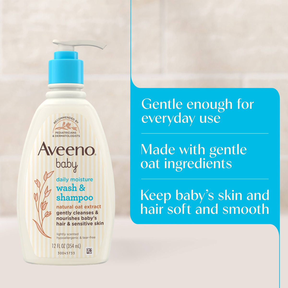 Aveeno Baby Daily Moisture Body Wash & Shampoo, 12 Fl oz