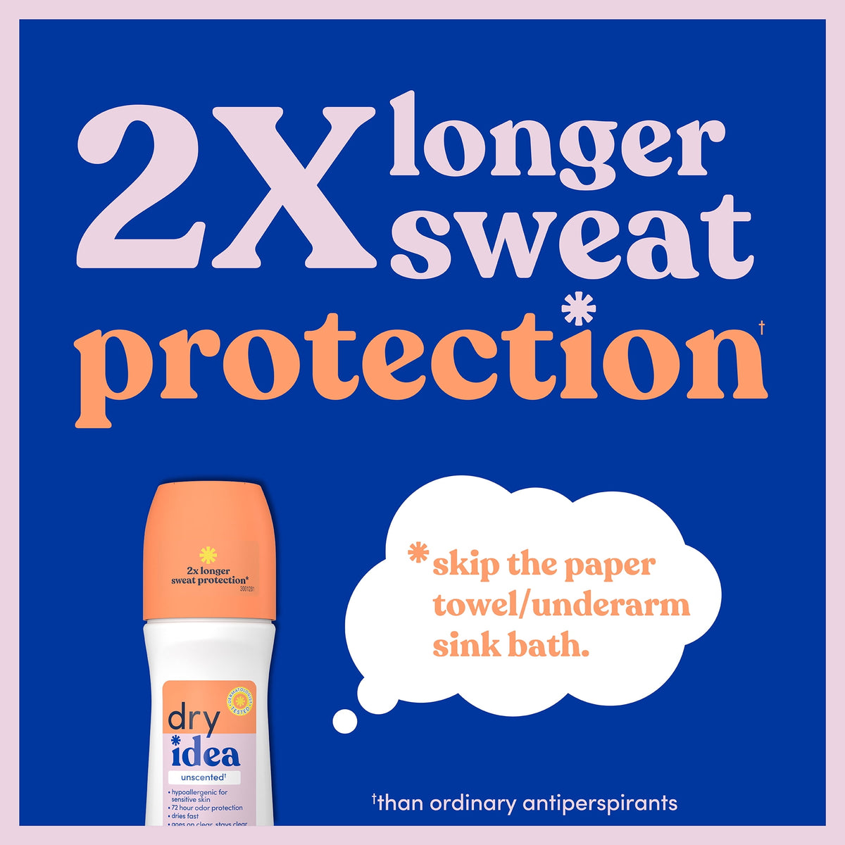 Dry Idea Roll-On Deodorant & Antiperspirant & Unscented for Sensitive Skin, 3.25 oz.