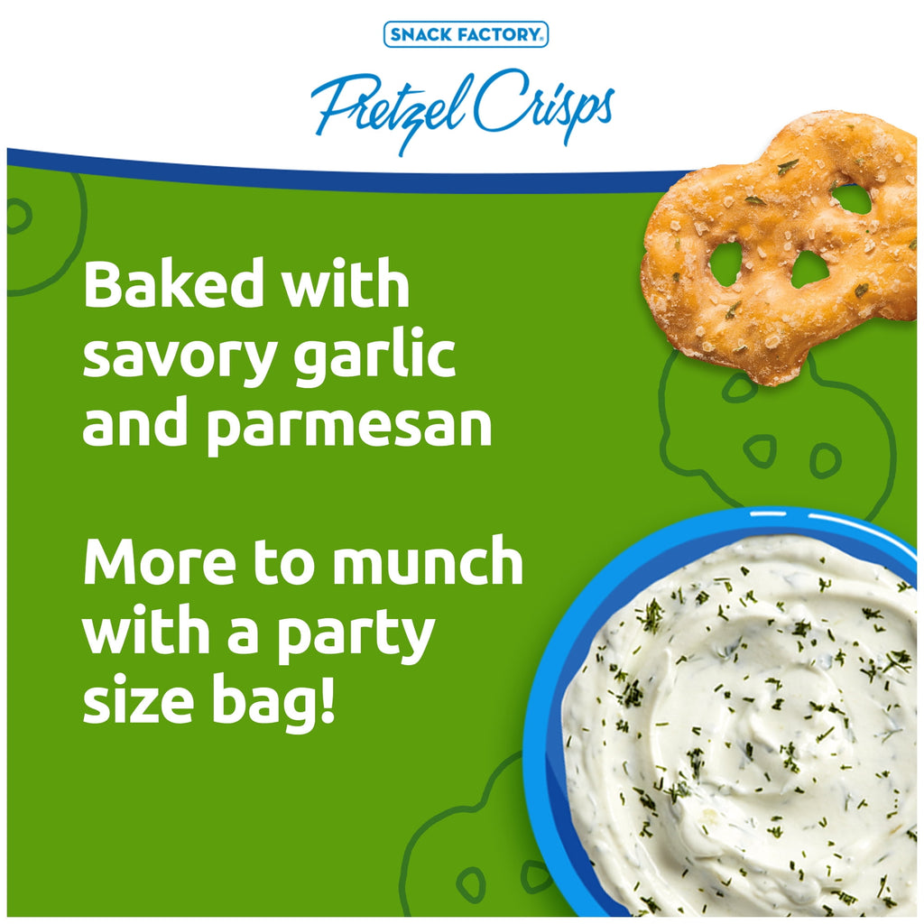 Snack Factory Garlic Parmesan Pretzel Crisps, 14 oz Party Size Bag