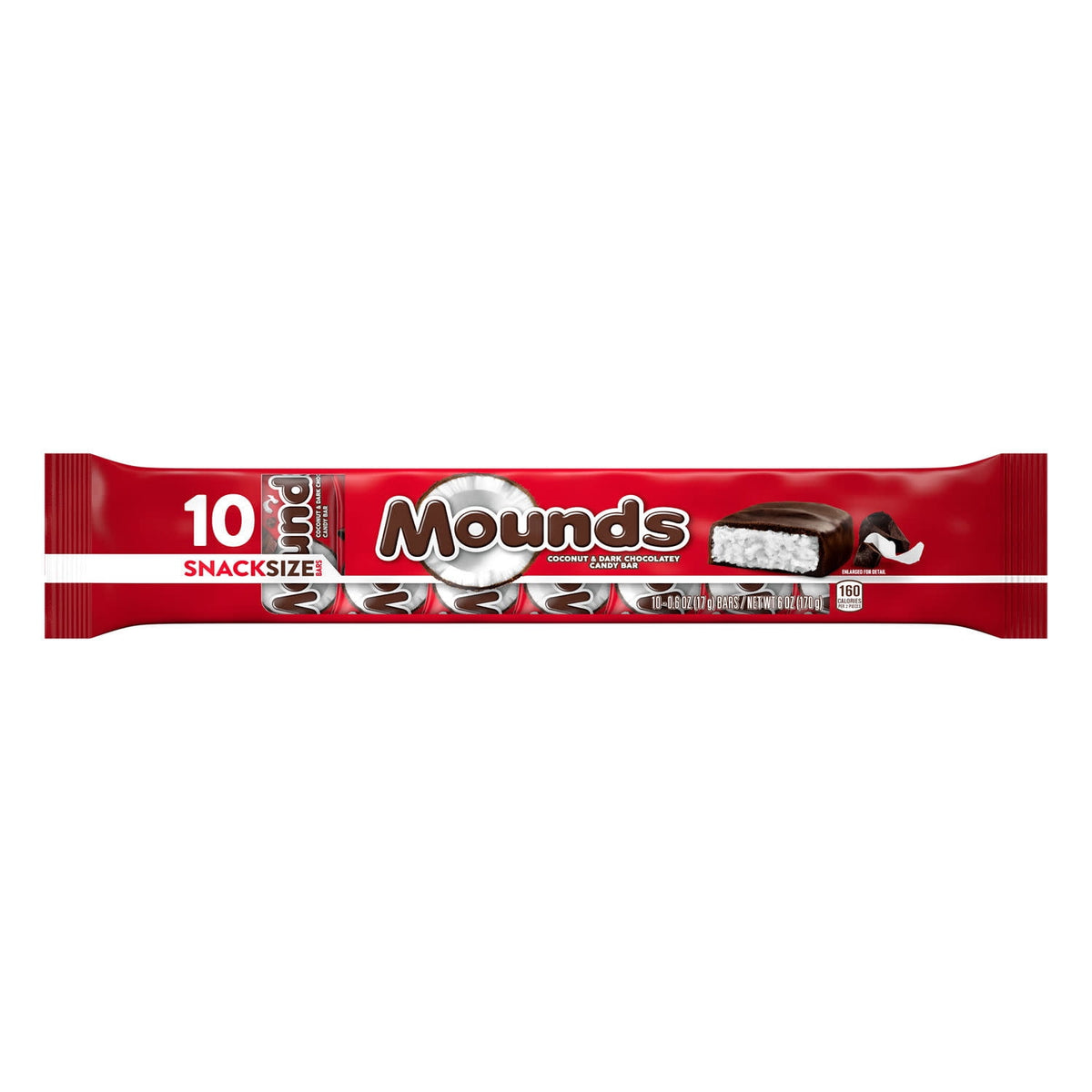Mounds Coconut & Dark Chocolatey Candy Bars & Miniatures, Snack Size, 0.6 oz (10 Count)