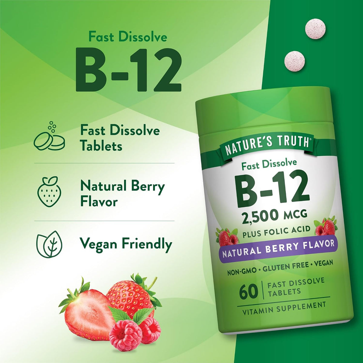 Nature's Truth B12 Vitamin | 2500 mcg | 60 Fast Dissolve Tablets