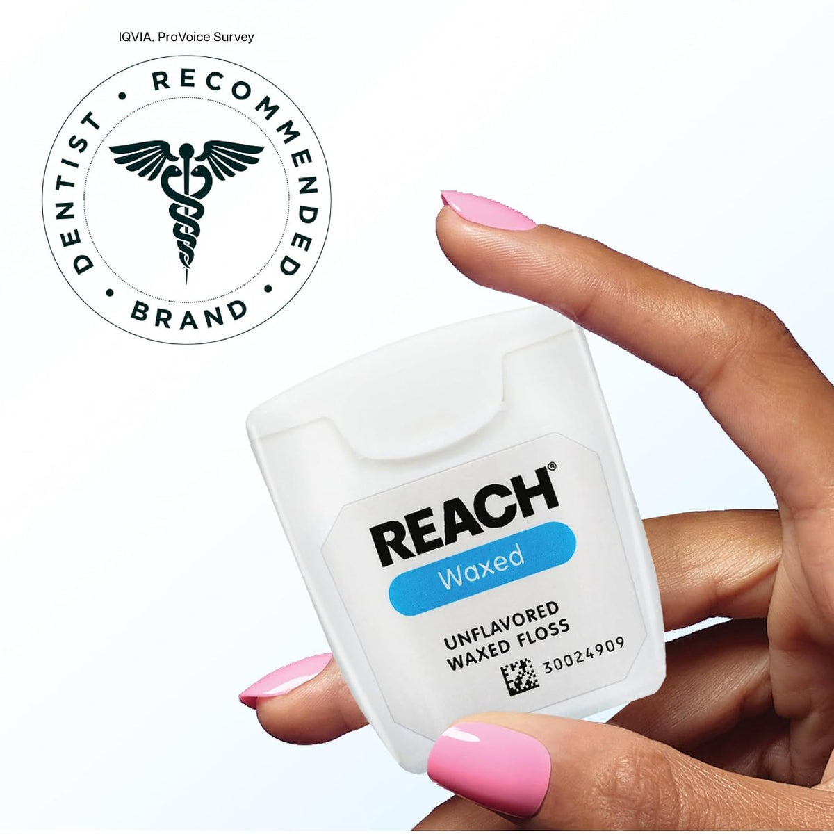 REACH Waxed Dental Floss,Unflavored, Plaque Remover for Teeth, Shred Resistant, Floss Slides Smoothly, Easy to Use, Waxed, Deep Cleaning Teeth, Oral