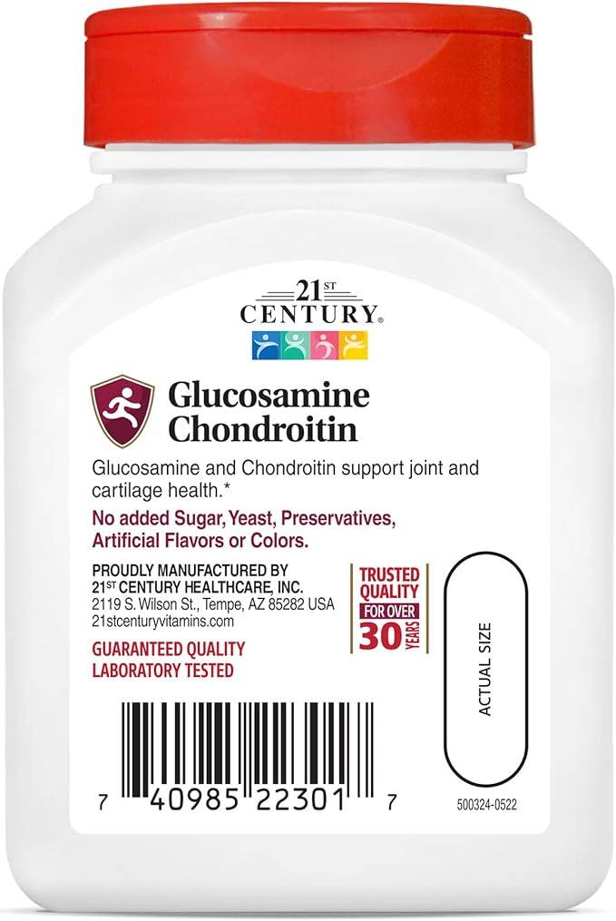 21st Century Glucosamine 500 mg & Chondroitin 400 mg, Capsules, 60 ea - OTC Shoppe Express