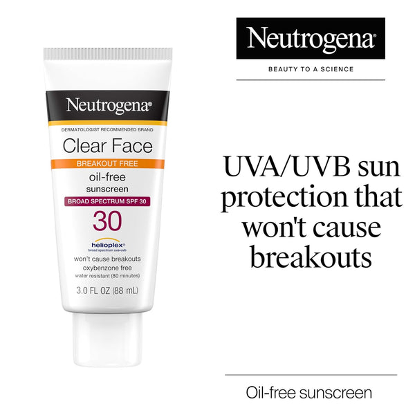 Neutrogena Clear Face Sunscreen Lotion SPF 30, 3 fl. oz