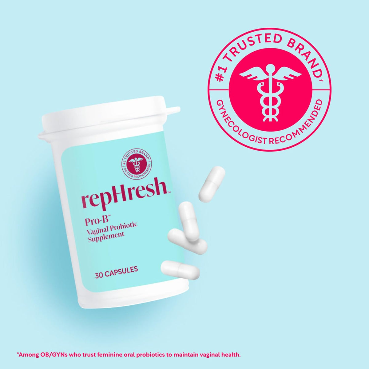RepHresh Pro-B Vaginal Probiotic Supplement, Probiotic for Women, Balances Yeast and Bacteria to Maintain Feminine Health, Daily Oral Capsules