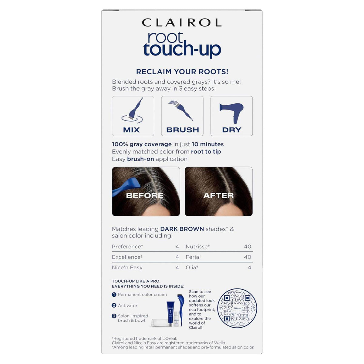 Clairol Nice 'n Easy Root Touch-Up, 4 Dark Brown, 1 ea - OTC Shoppe Express