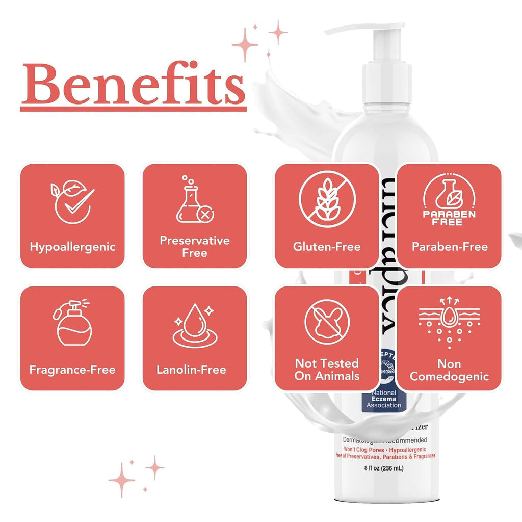 Theraplex Hydro Lotion (8 oz) - No Parabens or Preservatives, Noncomedogenic, and Hypoallergenic, Fragrance-Free, Dermatologist recommended - National