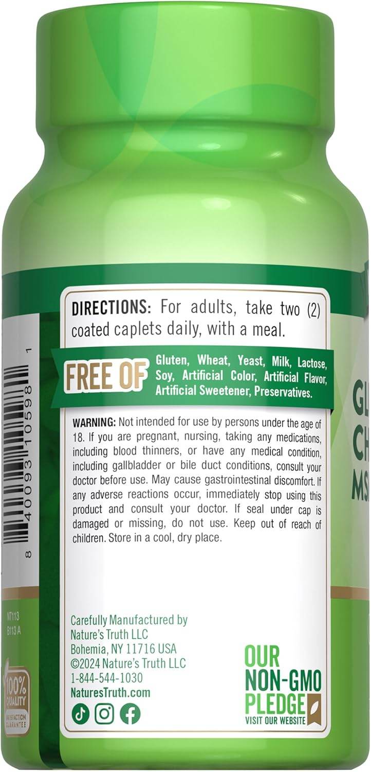Nature's Truth Triple Strength Glucosamine Chondroitin MSM Complex, Coated Caplets, 60 ea - OTC Shoppe Express