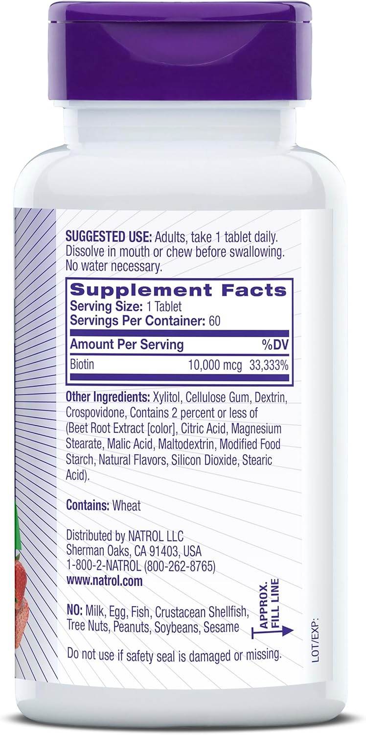 Natrol Biotin Beauty, 5000 mcg, Tablets, Strawberry, 90 ea - OTC Shoppe Express