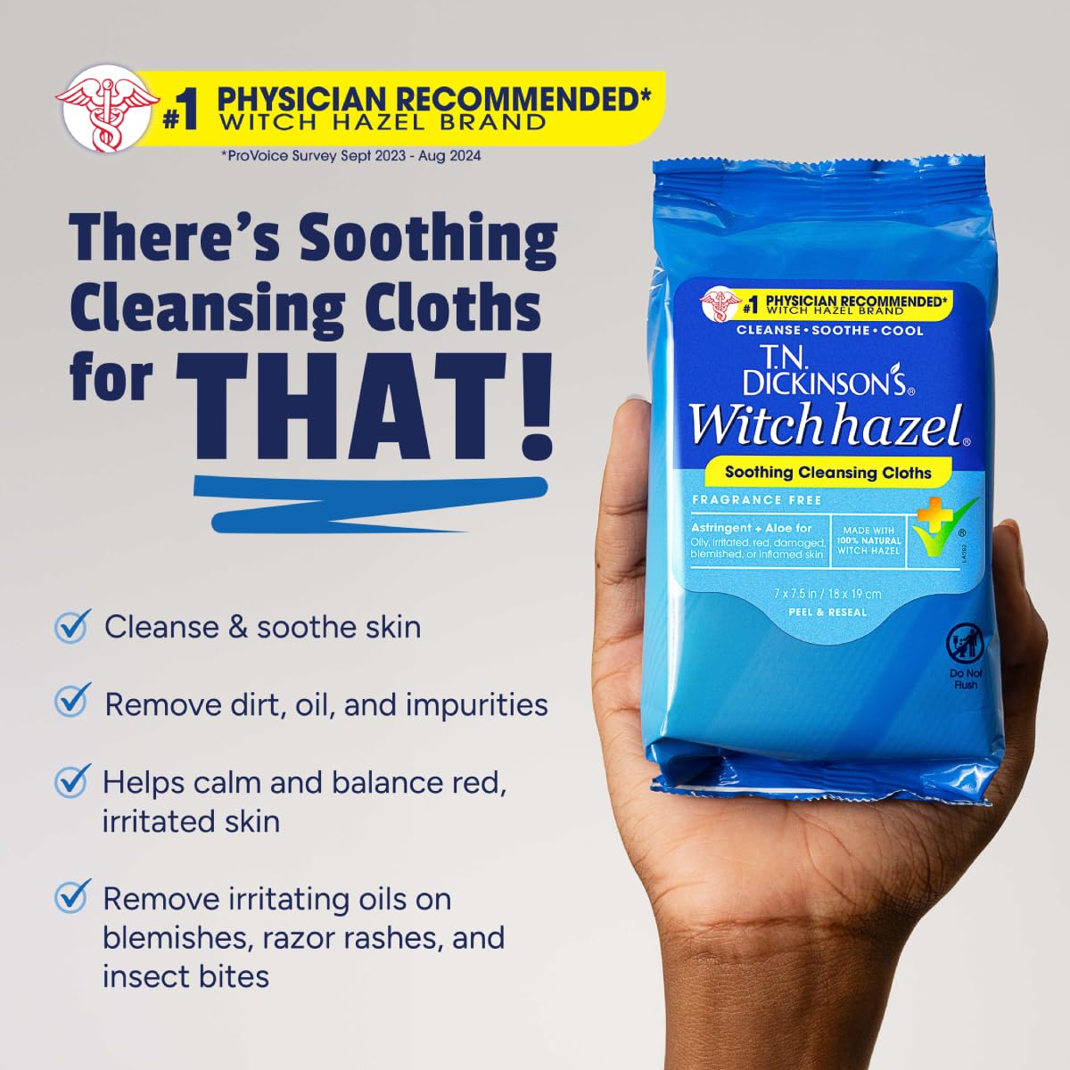 T.N. Dickinson's Witch Hazel Soothing Cleansing Cloths | 25 Wipes