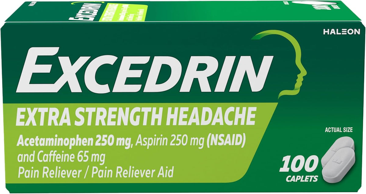 Excedrin Extra Strength Pain Reliever, Headache Medicine Caplets, 100 Count