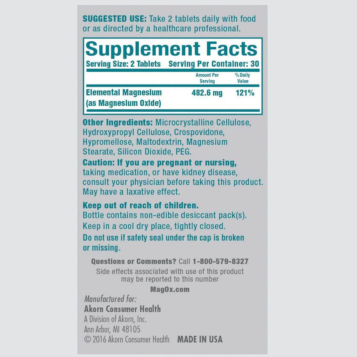 Mag-Ox 400 Magnesium, Tablets, 60 ea - OTC Shoppe Express