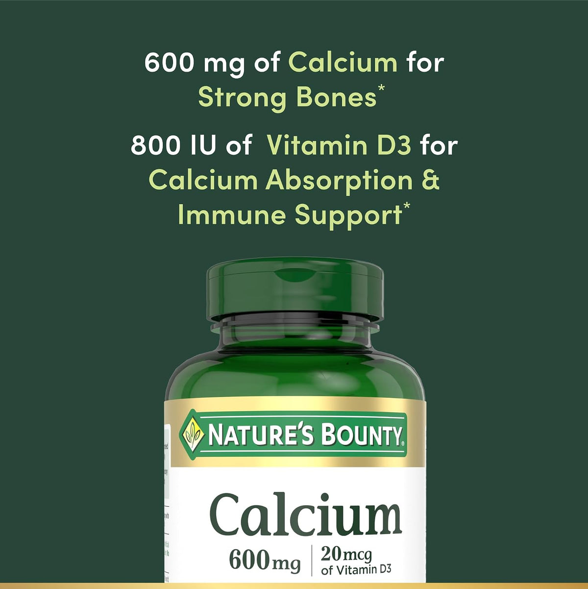 Nature's Bounty Calcium Carbonate & Vitamin D, 250 Tablets