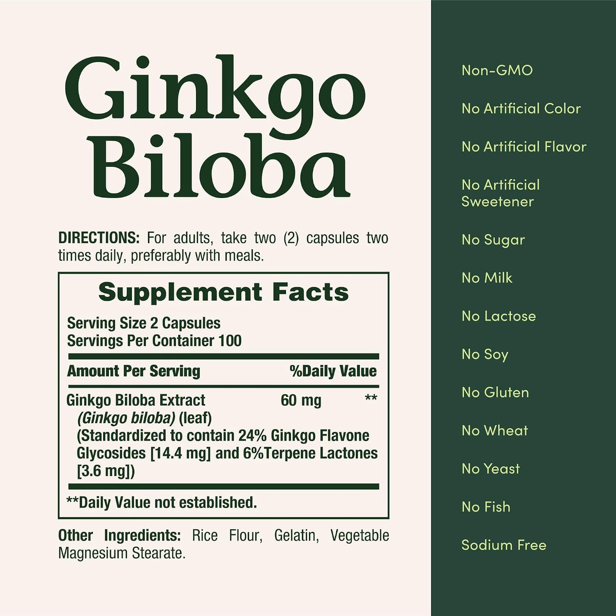 Nature's Bounty Ginkgo Biloba, Herbal Supplement, 60 Mg, 200 Capsules