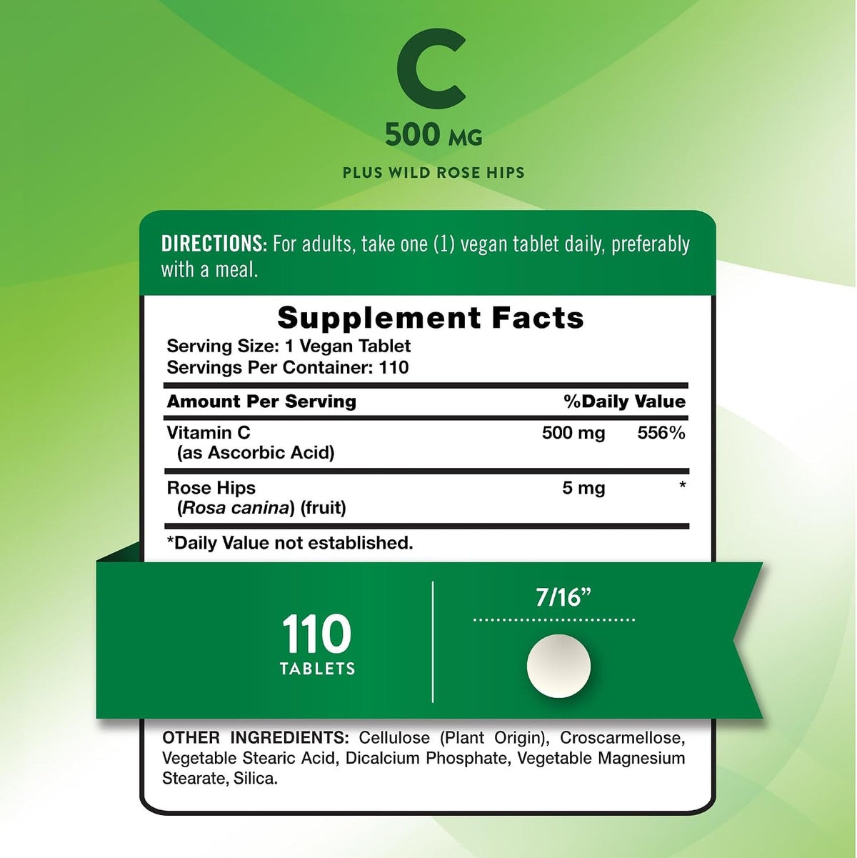 Nature's Truth Vitamin C with Rose Hips 500 mg | 110 Tablets
