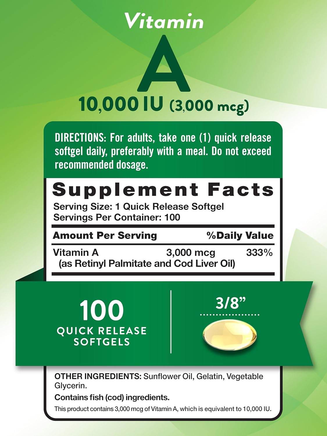 Nature's Truth High Potency Vitamin A, 10000 IU, Quick Release Softgels, 100 ea - OTC Shoppe Express
