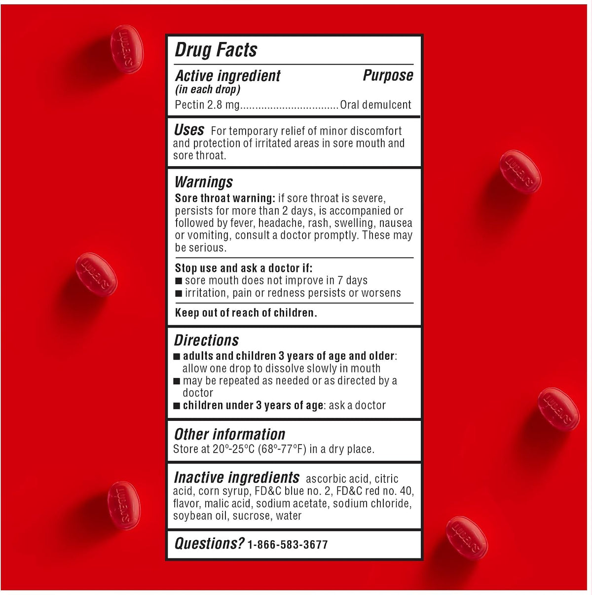 Ludens Sore Throat Drops, for Minor Sore Throat Relief, Wild Cherry, 30 Count