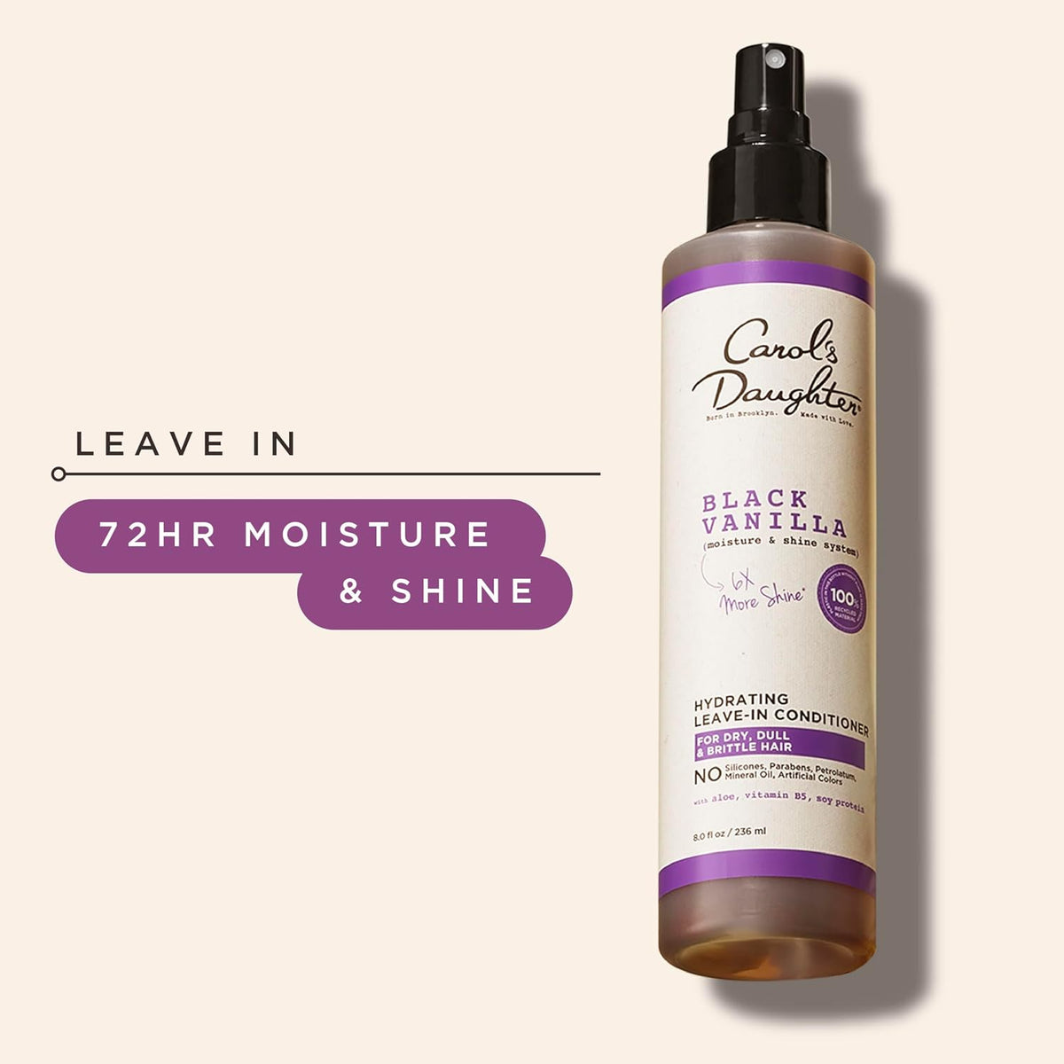 Carol's Daughter Black Vanilla Leave In Conditioner for Curly, Wavy or Natural Hair, Moisturizing Hair Care for Dry, Dull or Brittle Split Ends, 8 Fl