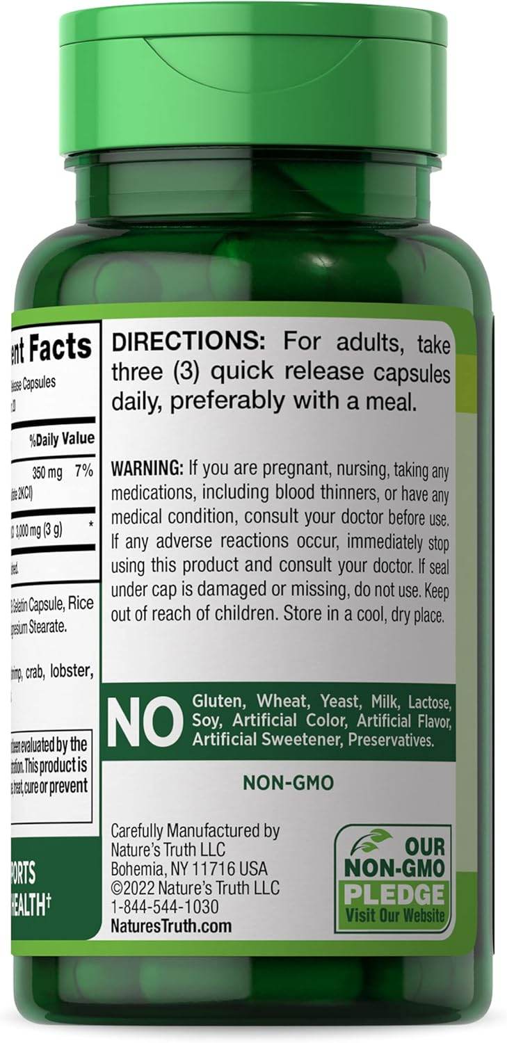 Nature's Truth Vitamins Triple Glucosamine, 3000 mg, Quick Release Capsules, 60 ea - OTC Shoppe Express