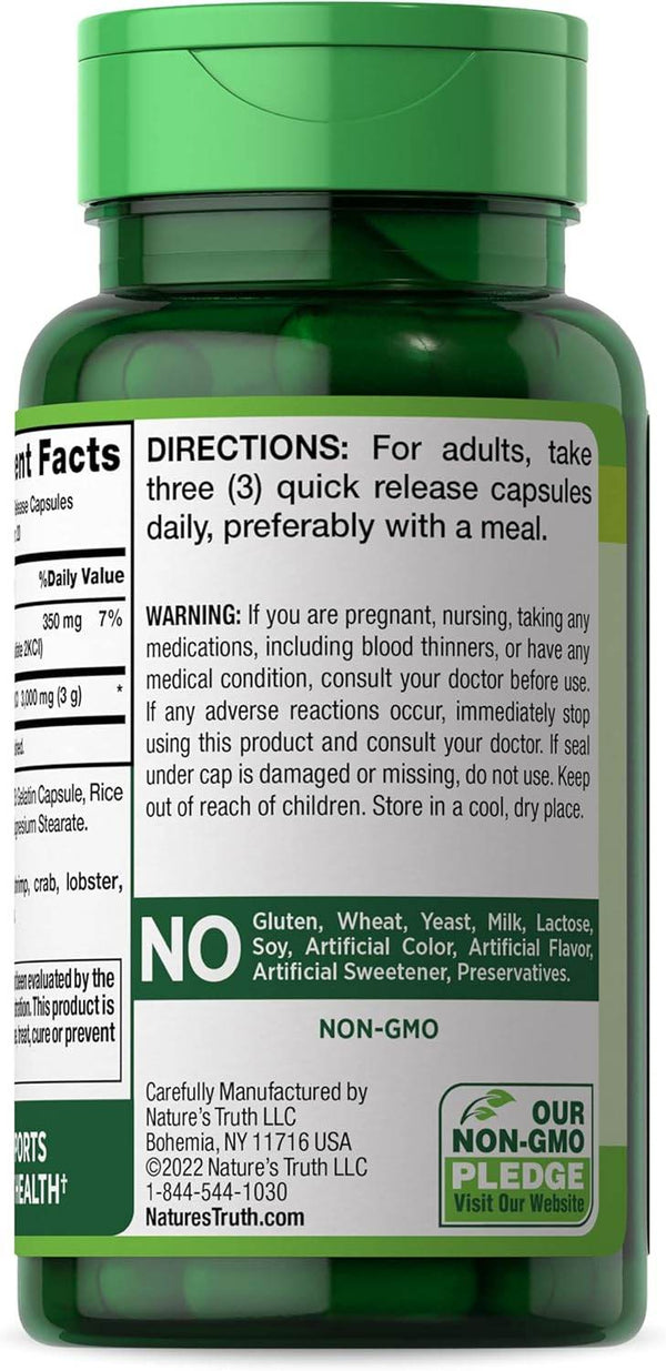 Nature's Truth Vitamins Triple Glucosamine, 3000 mg, Quick Release Capsules, 60 ea - OTC Shoppe Express