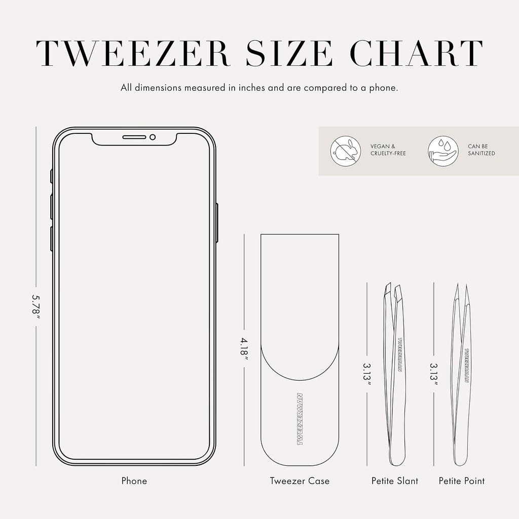 Tweezerman Petite Tweeze Set for Eyebrows with Case Tea Rose