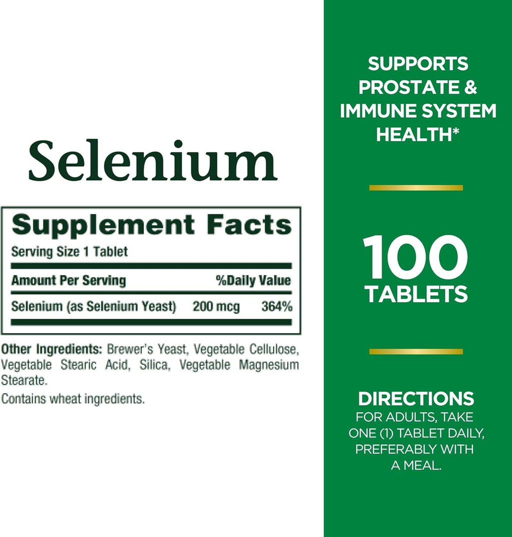 Nature's Bounty Selenium, 200 mcg, Tablets, 100 ea - OTC Shoppe Express
