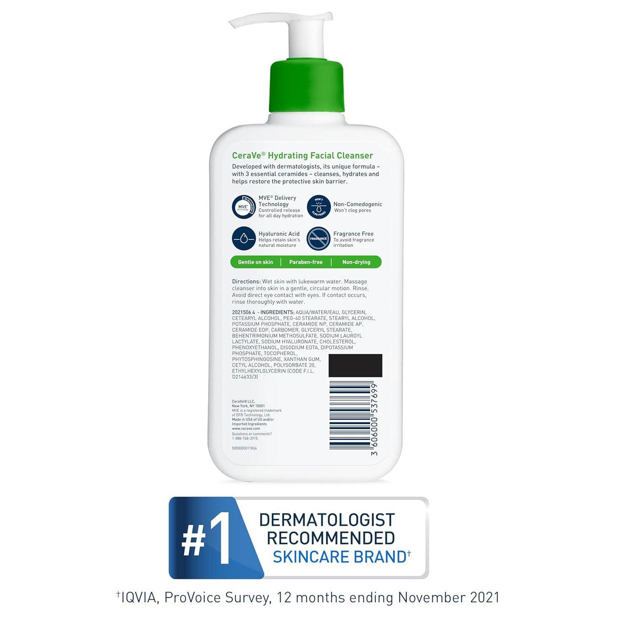 CeraVe Face Wash, Hydrating Facial Cleanser for Normal to Dry Skin, 16 oz - OTC Shoppe Express
